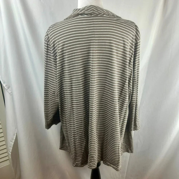 St John's Bay Open Cardigan Sweater Women Plus 3X Brown White Stripe Lightweight - Picture 5 of 6